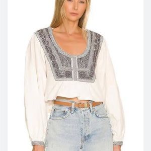 Free People Women's Iggie Embroidered Top In Ivory- M